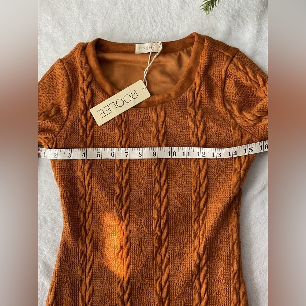 Roolee Long Sleeve Cable Knit Dress - Orange — image 4 of 8
